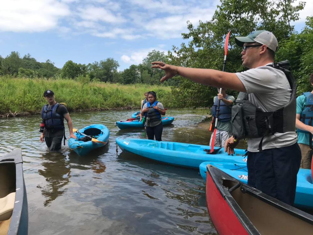 Conservation easement monitoring by kayak