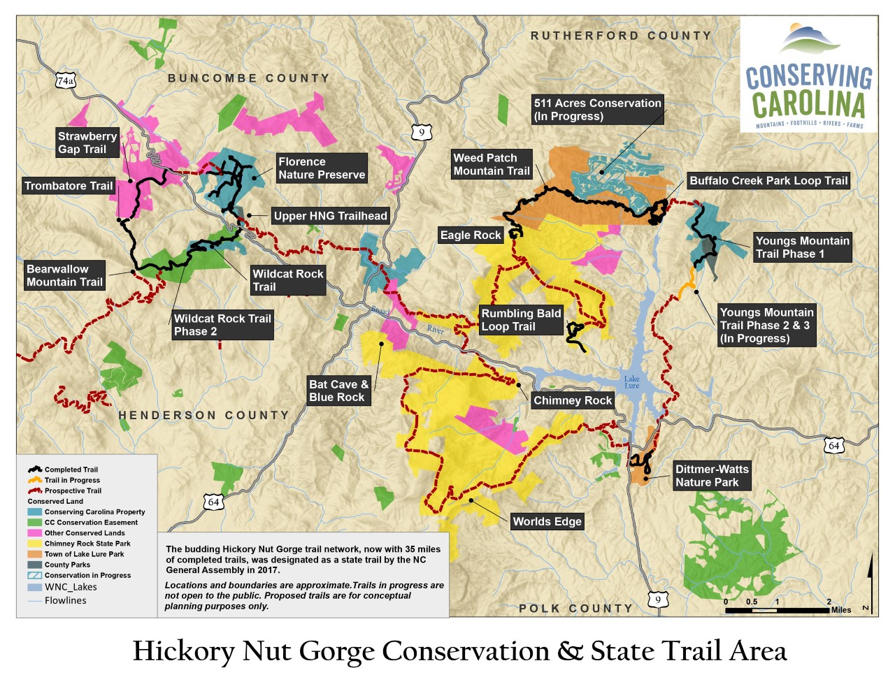 Hickory Nut Gorge State Trail Map